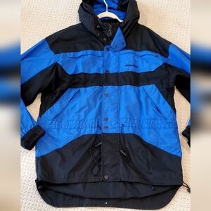 Edelweiss Vtg 80/90's Longline Blue/Black Ski Jacket, Hood/Vents, Mn XL, EUC